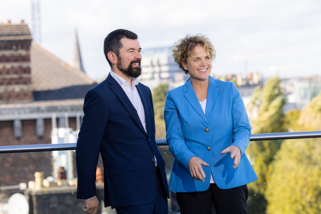 Minster of State Joe O'Brien TD with Denise Charlton, Chief Executive of Community Foundation Ireland.